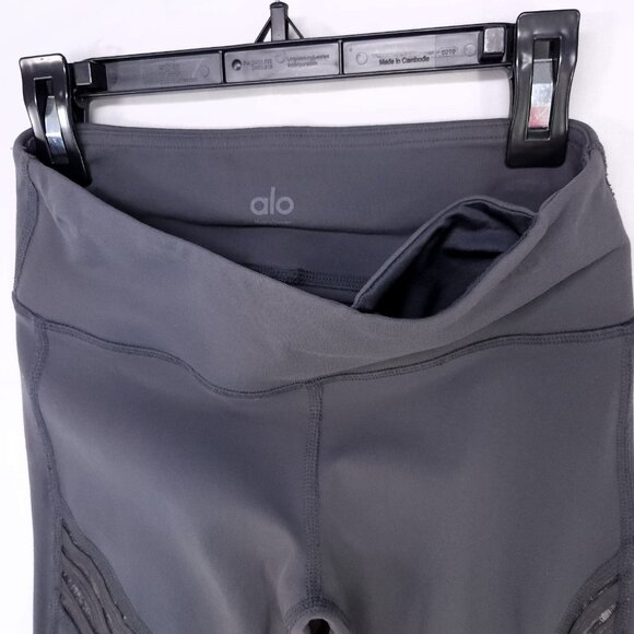 Alo Yoga Leggings Moto Pants Size XXS Womens High Rise Gray Mesh Panel - Picture 12 of 16